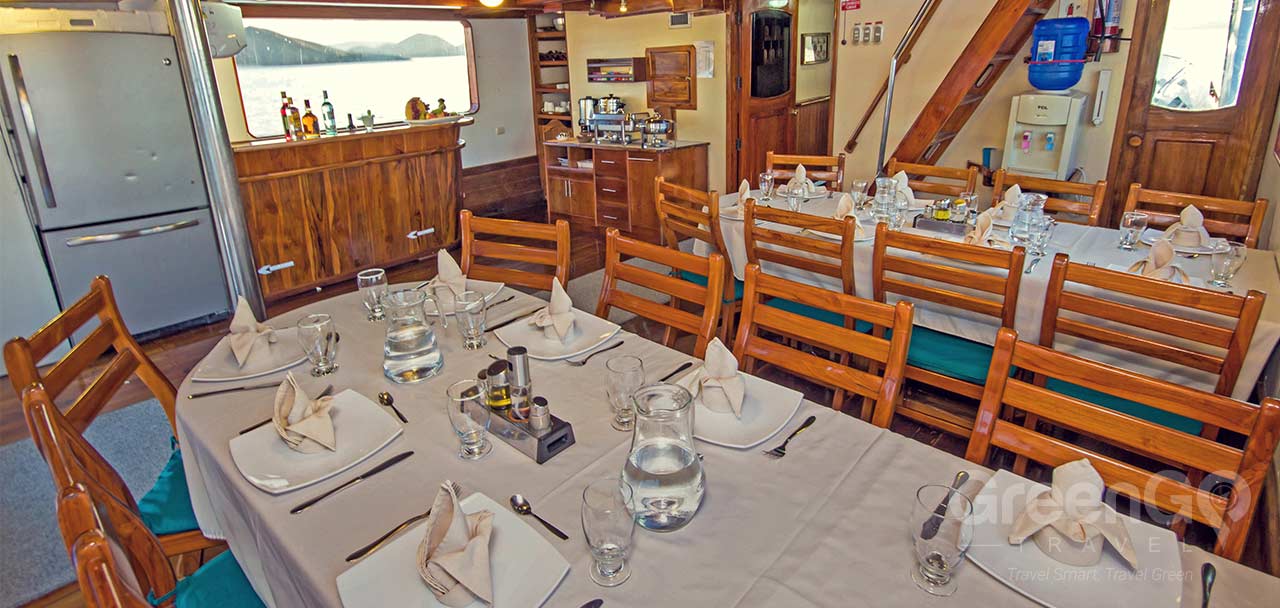 Daphne Galapagos Yacht Dining Room