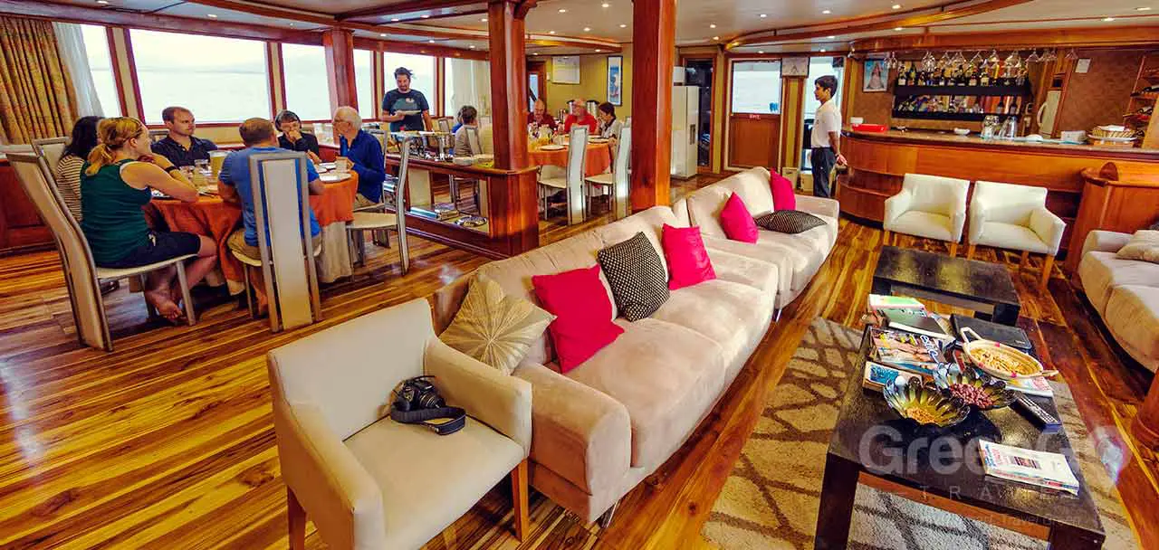 Queen of Galapagos Catamaran Dining & Living Room
