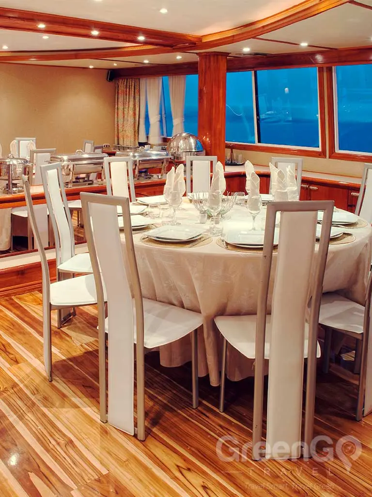 Queen of Galapagos Catamaran Dining Room