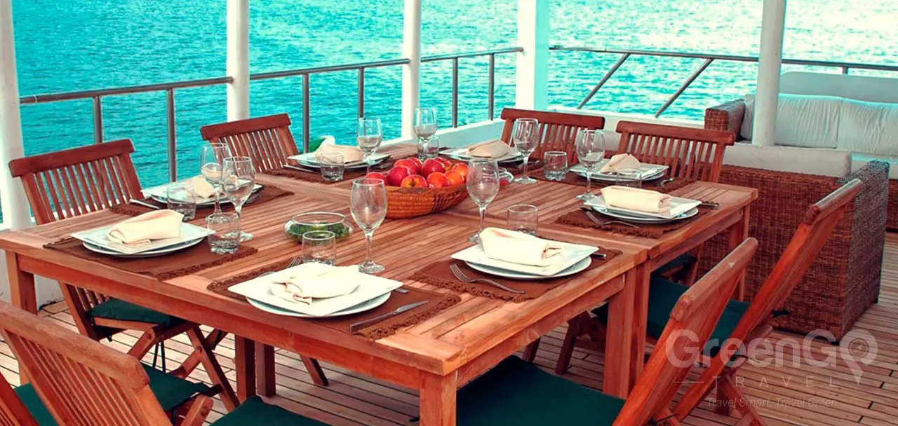 Queen of Galapagos Catamaran Exterior Dining Room