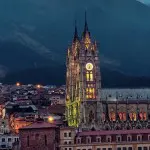 Colonial Quito Basilica at night