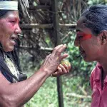 Huaorani Ecolodge Community face painting