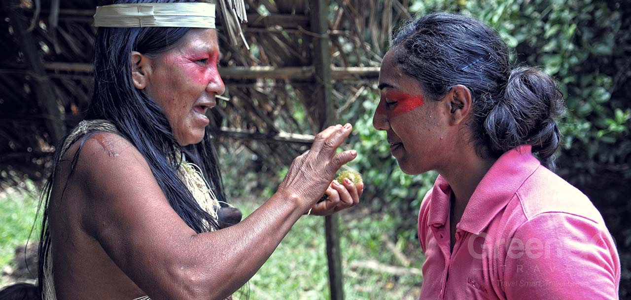 Huaorani Ecolodge Community face painting