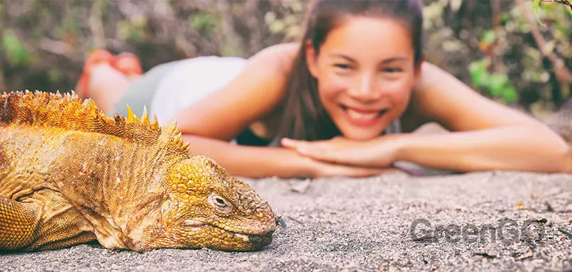 Conservation-of-an-Ecologocal-Paradise-Girl-looking-at-Lizard