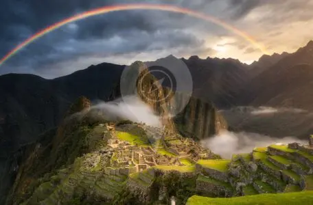 Inca-trail-guide-in-2020-Rainbow over machu picchu