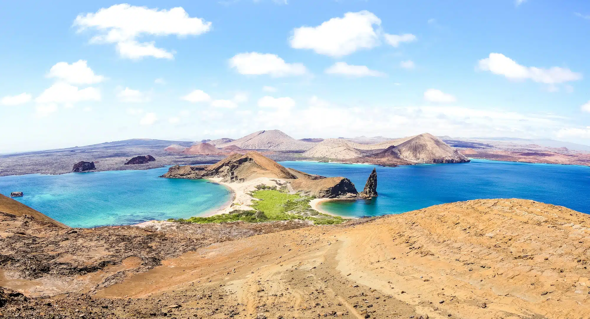 Panoramic view of " Isla Bartolome " at Galapagos Islands archipelago