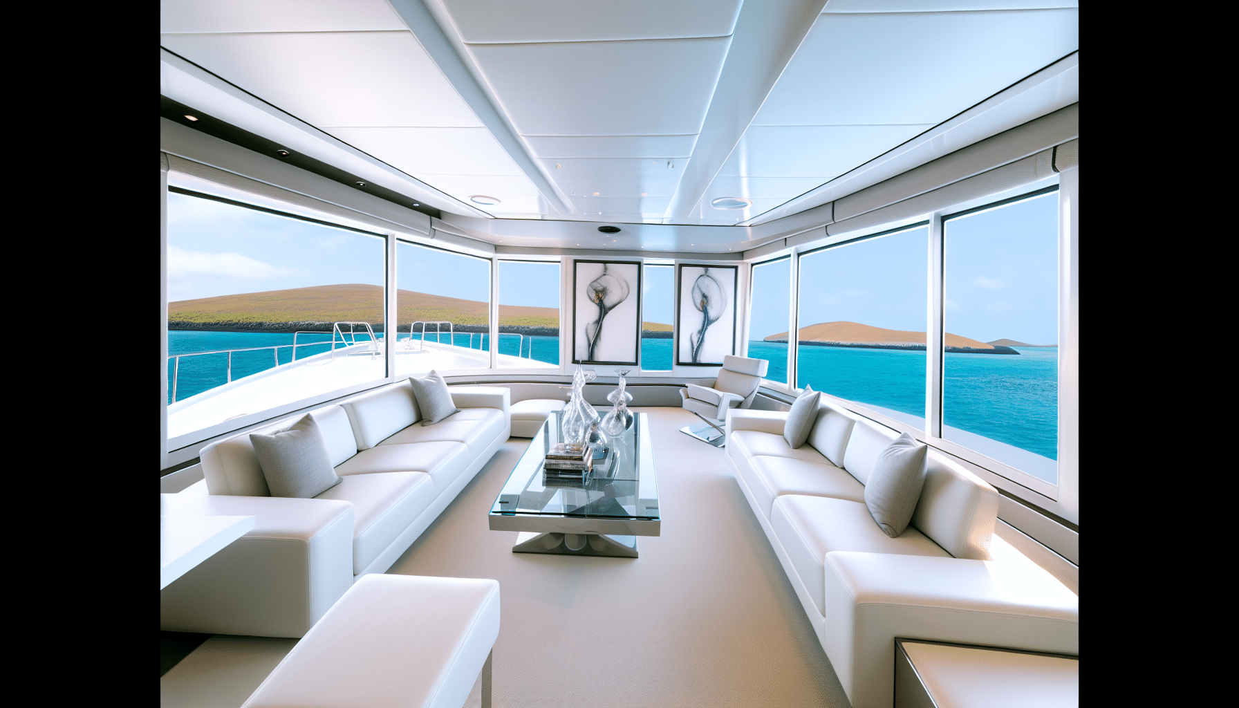 Elegant interior of a Galapagos yacht charter