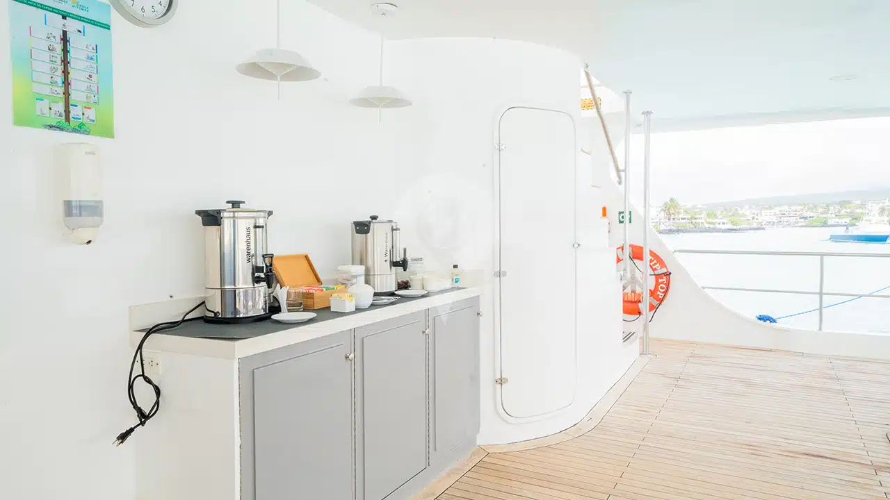 Tip-Top-5-Galapagos-Catamaran-upper-deck-coffee-station