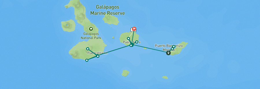 8-Day Galapagos Land Adventure Map